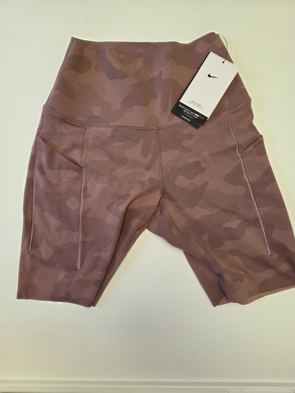 Nike Women's Mauve Camo High-Waist Bike Shorts
